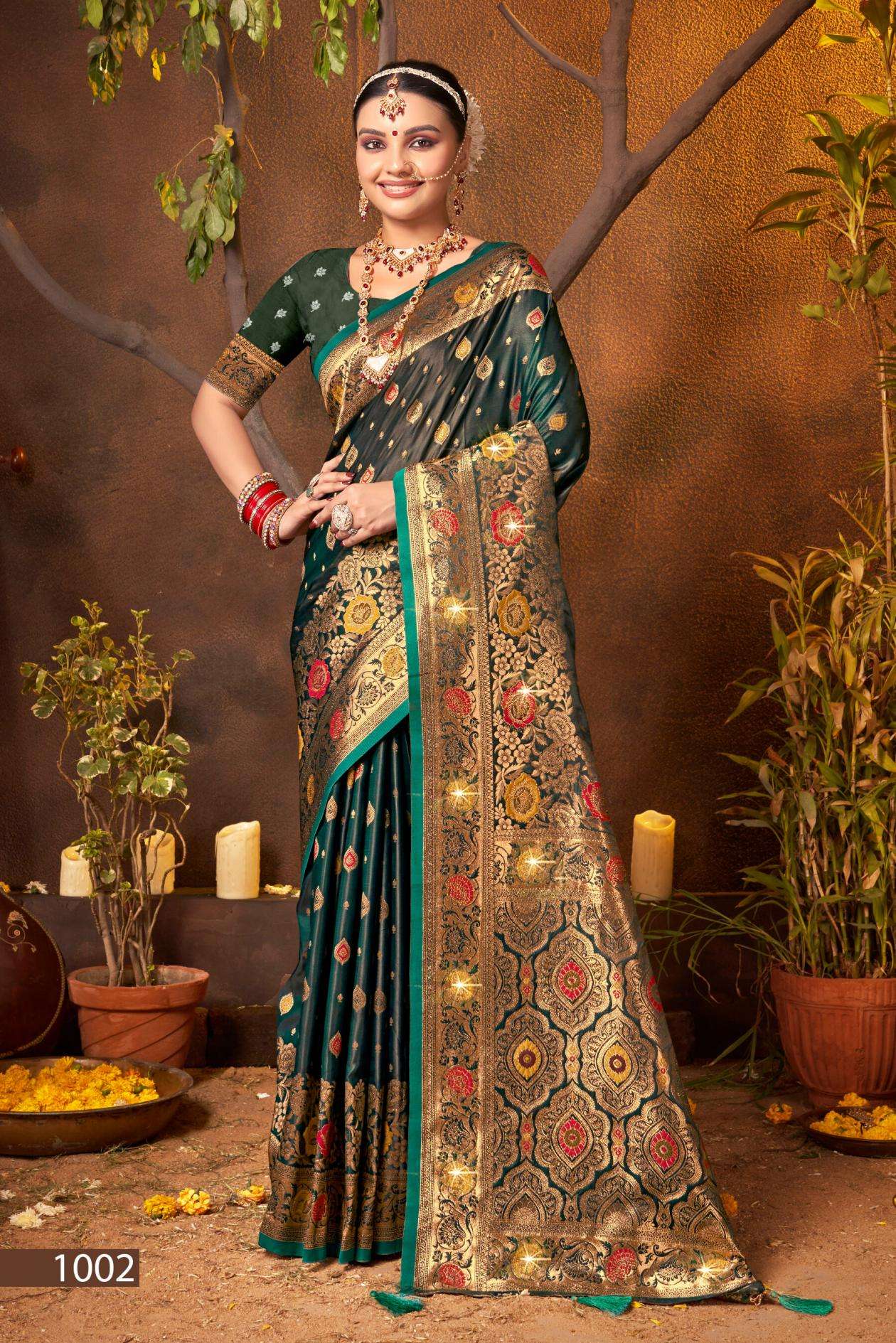ENGLISH SATIN SAROSKI VOL-1 SERIES 1001 TO 1006 SAREE BY SAROJ DESIGNER SATIN SILK SAREES ARE AVAILABLE AT WHOLESALE PRICE