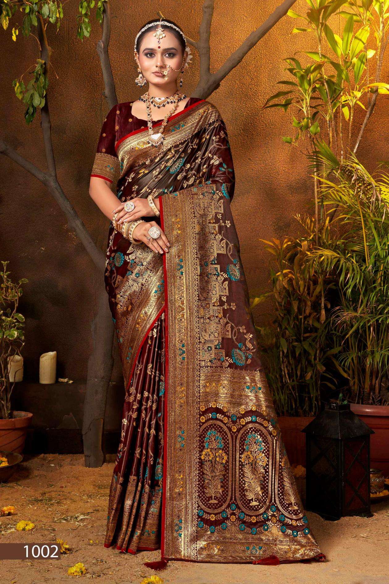 ENGLISH SATIN SAROSKI VOL-2 SERIES 1001 TO 1006 SAREE BY SAROJ DESIGNER SATIN SILK SAREES ARE AVAILABLE AT WHOLESALE PRICE
