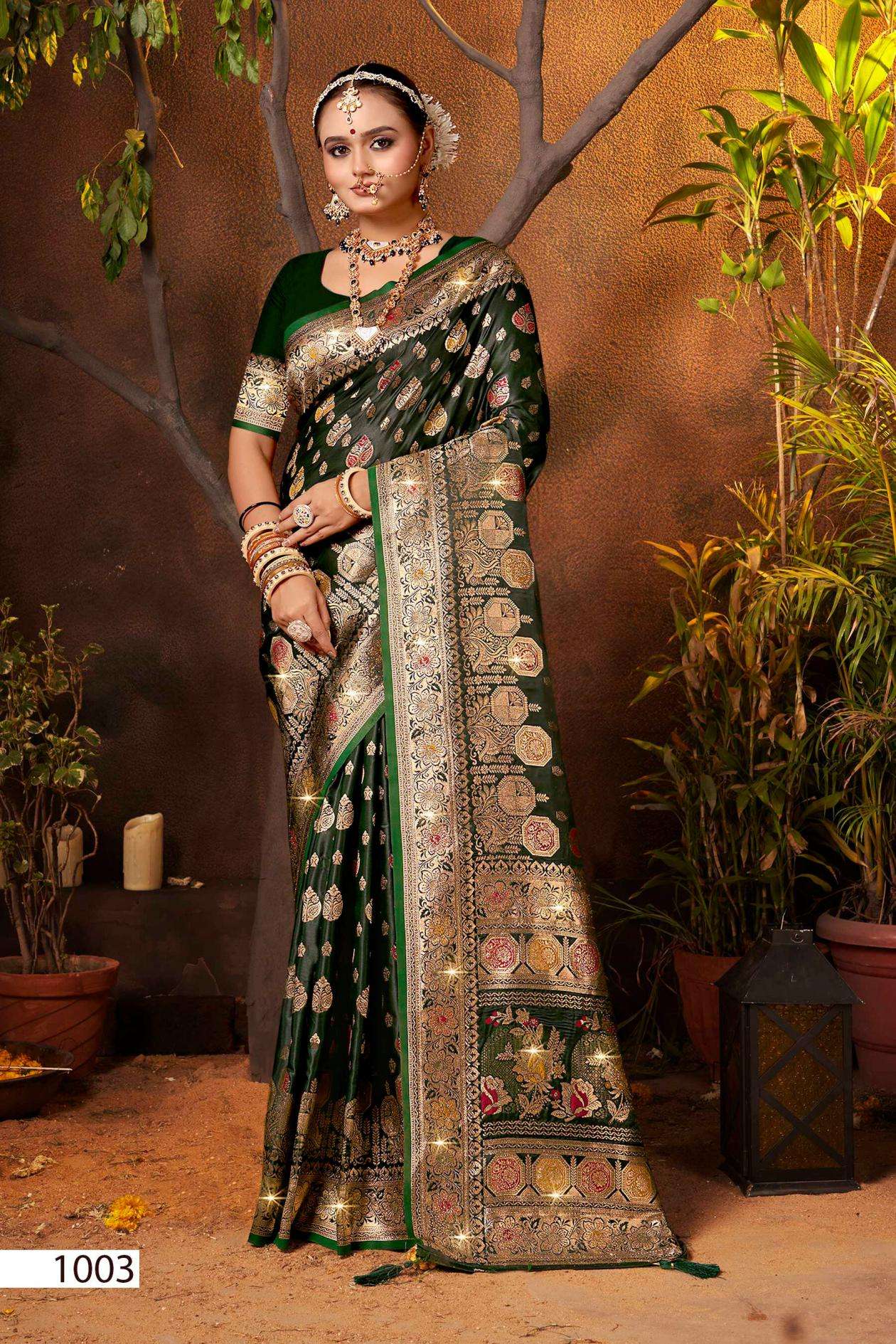 ENGLISH SATIN SAROSKI VOL-3 SERIES 1001 TO 1006 SAREE BY SAROJ DESIGNER SATIN SILK SAREES ARE AVAILABLE AT WHOLESALE PRICE