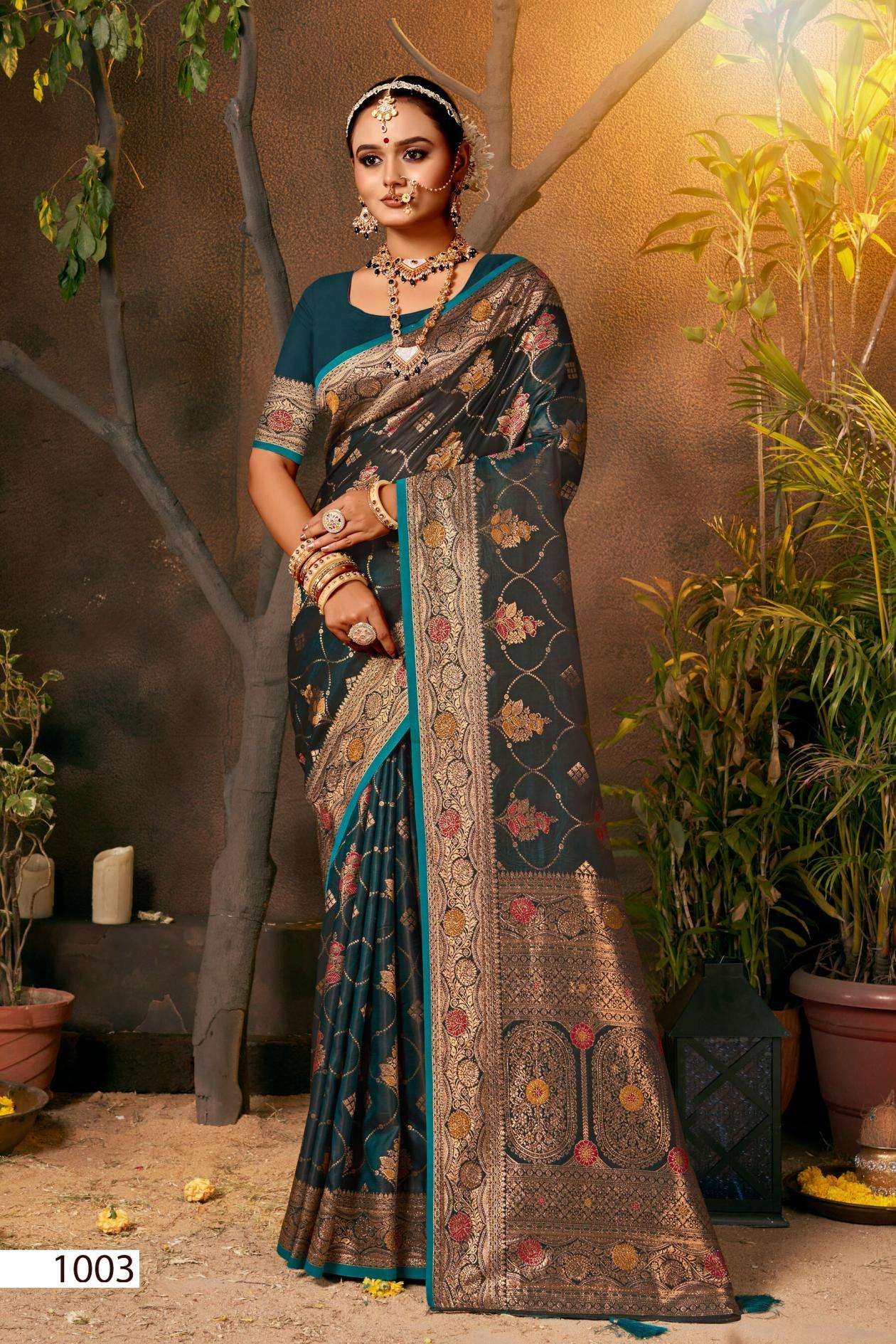 ENGLISH SATIN SAROSKI VOL-4 SERIES 1001 TO 1006 SAREE BY SAROJ DESIGNER SATIN SILK SAREES ARE AVAILABLE AT WHOLESALE PRICE