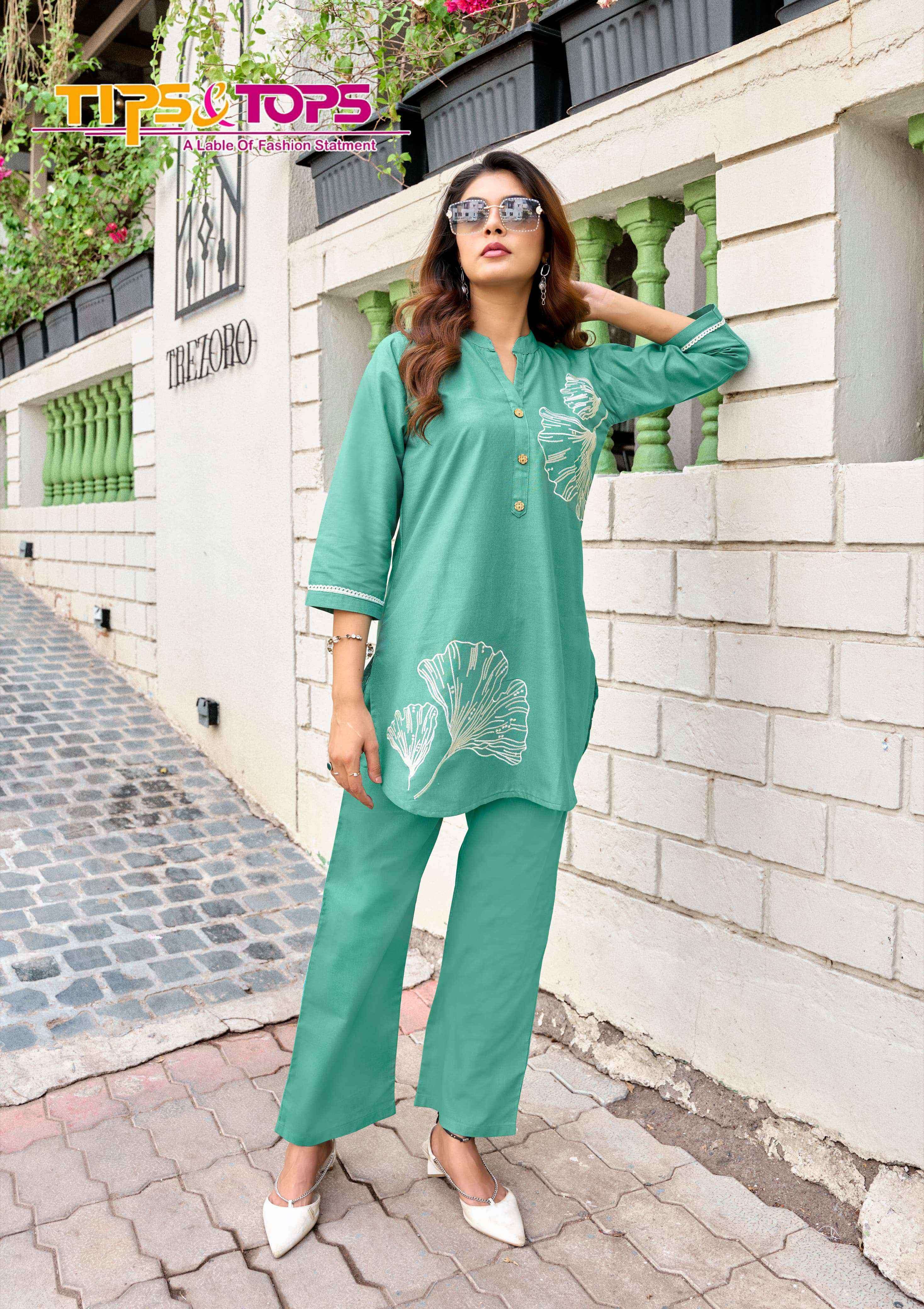 FABULOUS SERIES 1001 TO 1006 BY TIPS & TOPS DESIGNER WITH EMBROIDERY WORK COTTON CO ORD SETS ARE AVAILABLE AT WHOLESALE PRICE