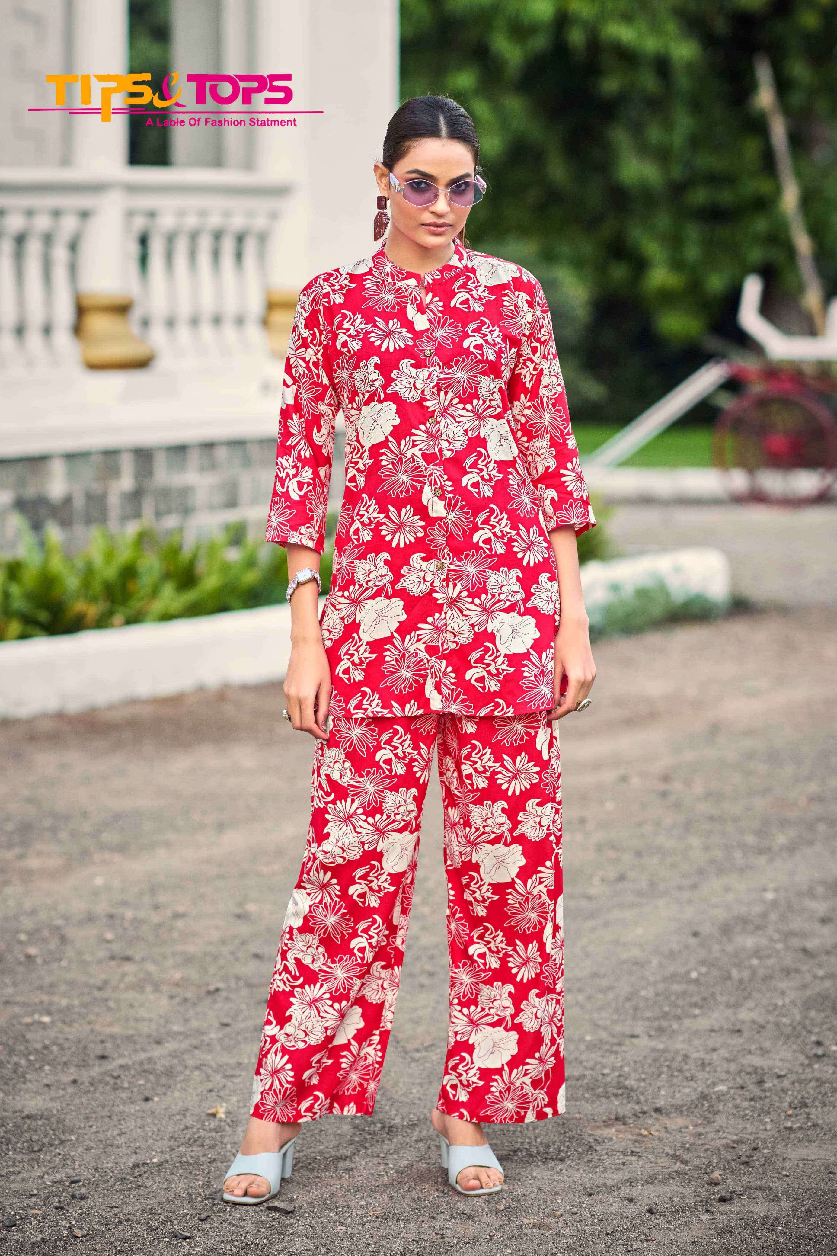 FASHION BEATS VOL-11 SERIES 1001 TO 1006 BY TIPS & TOPS DESIGNER PRINTED RAYON CO ORD SETS ARE AVAILABLE AT WHOLESALE PRICE