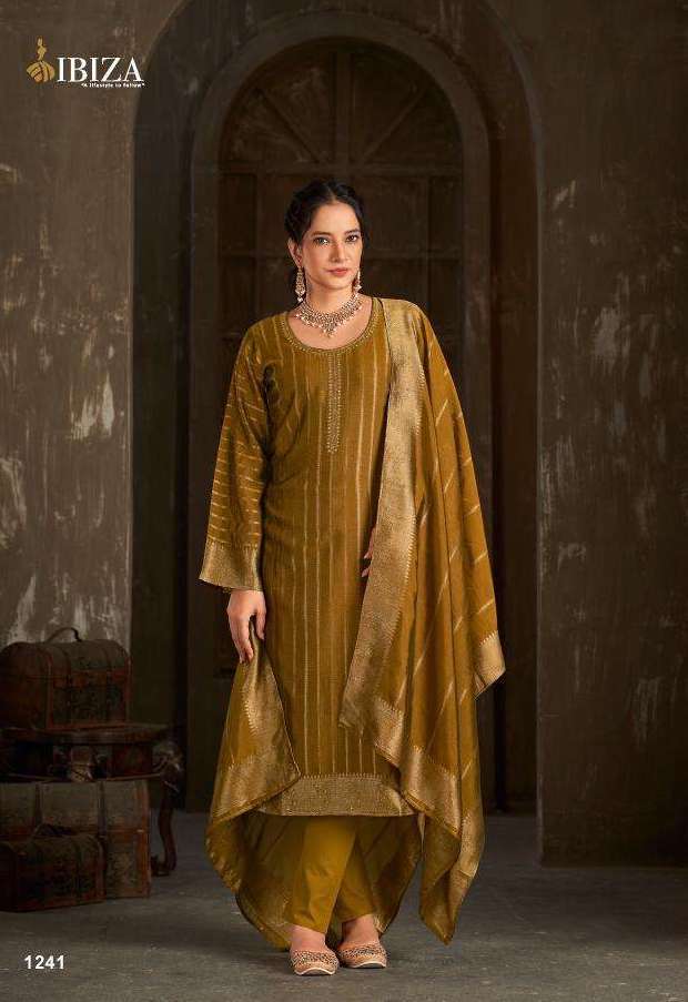 FIRDAUS SERIES 1241 TO 1244 BY IBIZA DESIGNER HAND WORK BANGLORY SILK JACQUARD SUITS ARE AVAILABLE AT WHOLESALE PRICE