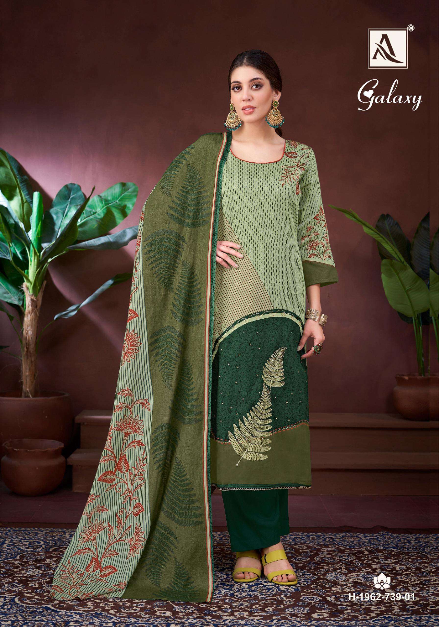 GALAXY SERIES 1962 BY ALOK SUITS DESIGNER PRINTED AND HAND WORK ZAM COTTON SUITS ARE AVAILABLE AT WHOLESALE PRICE