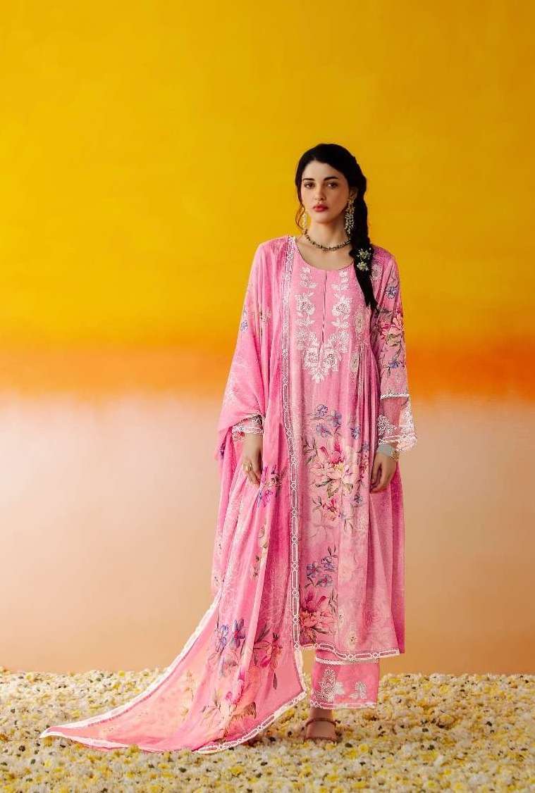 GULDASTA SERIES 9571 TO 9576 BY HEER KIMORA DESIGNER DIGITAL PRINTED AND WORK MUSLIN SUITS ARE AVAILABLE AT WHOLESALE PRICE