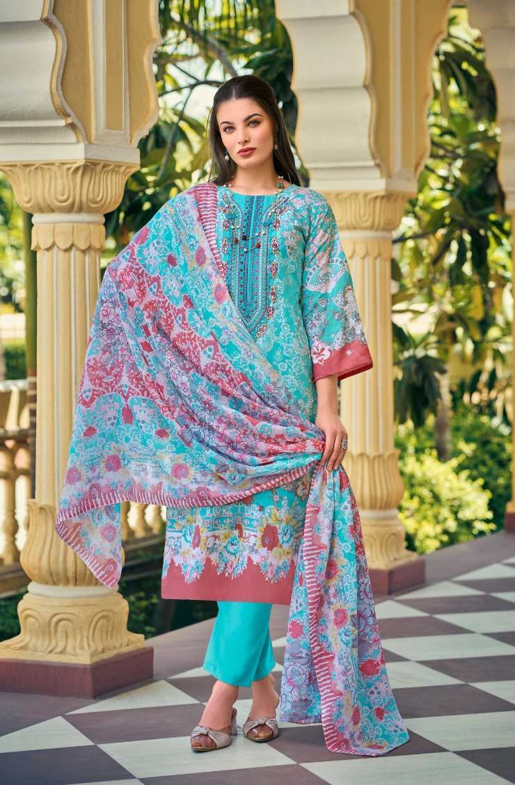 GULNAAZ VOL-4 SERIES 660 BY ZULFAT DESIGNER PRINTED AND WORK COTTON SUITS ARE AVAILABLE AT WHOLESALE PRICE
