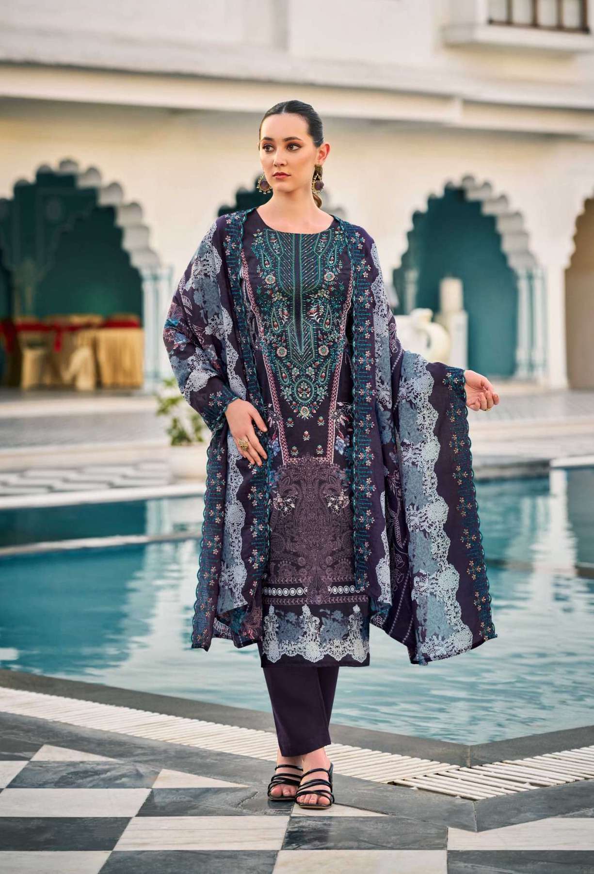 GUZARISH VOL-23 SERIES 847 BY BELLIZA DESIGNER PRINTED AND WORK COTTON SUITS ARE AVAILABLE AT WHOLESALE PRICE