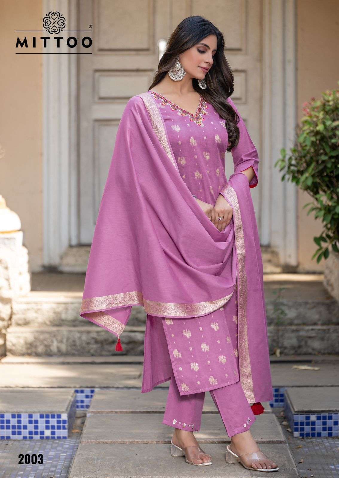 HANSIKA SERIES 2001 TO 2005 BY MITTO DESIGNER COTTON JACQUARD TOP WITH BOTTOM AND DUPATTA ARE AVAILABLE AT WHOLESALE PRICE