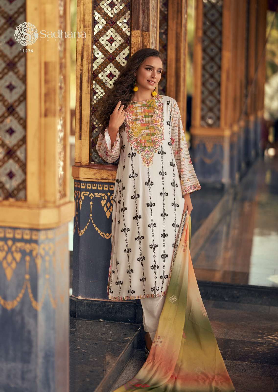 HIMANI SERIES 12275 TO 12280 BY SADHANA DESIGNER PRINTED AND WORK MUSLIN SILK SUITS ARE AVAILABLE AT WHOLESALE PRICE