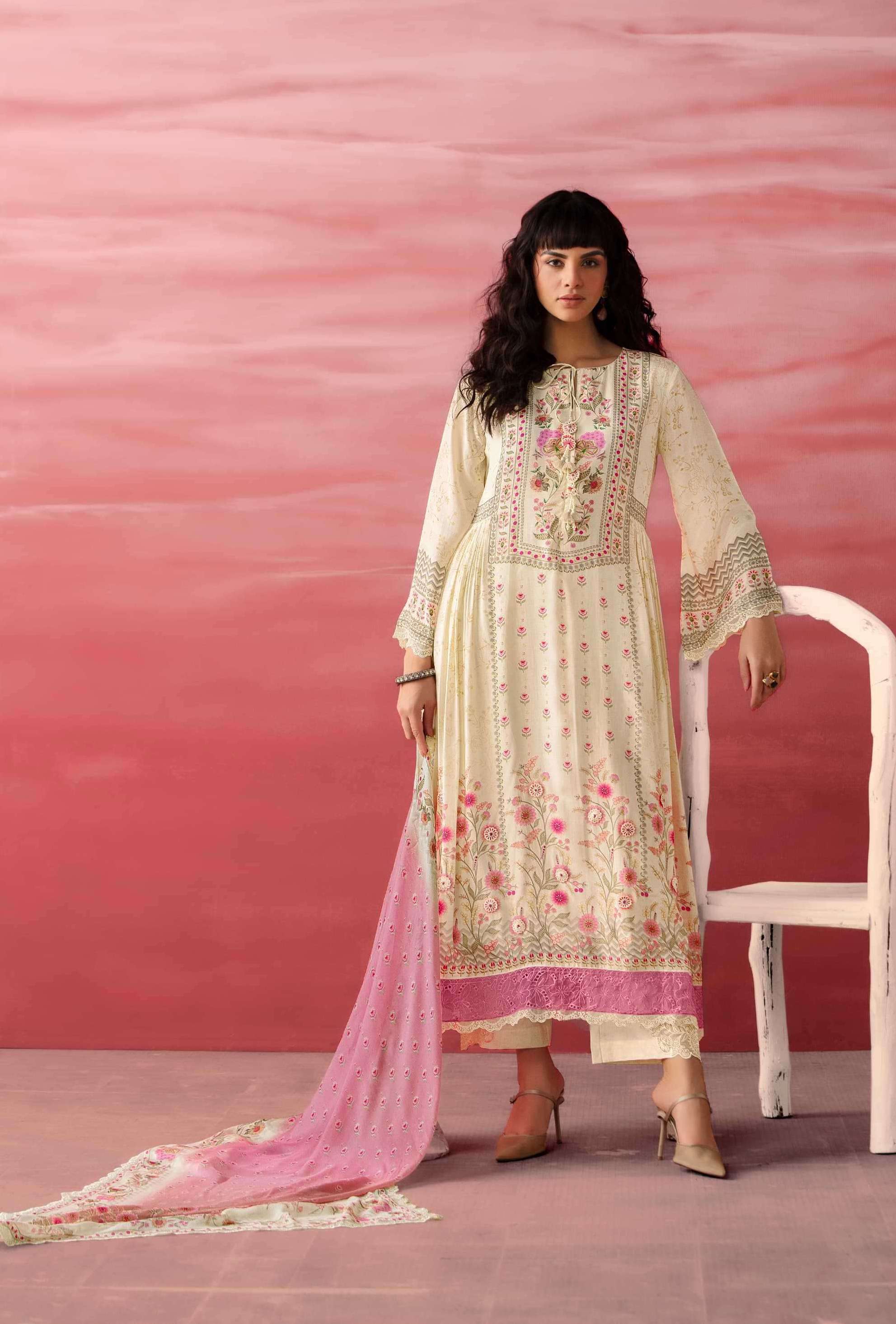 JIMMY SERIES 9631 TO 9639 BY HEER KIMORA DESIGNER DIGITAL PRINTED WITH WORK MUSLIN SUITS ARE AVAILABLE AT WHOLESALE PRICE