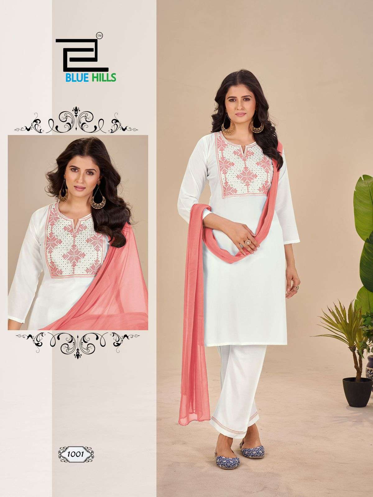 JULIET SERIES 1001 TO 1004 BY BLUE HILLS DESIGNER EMBROIDERY WORK RAYON KURTI WITH BOTTOM AND DUPATTA ARE AVAILABLE AT WHOLESALE PRICE