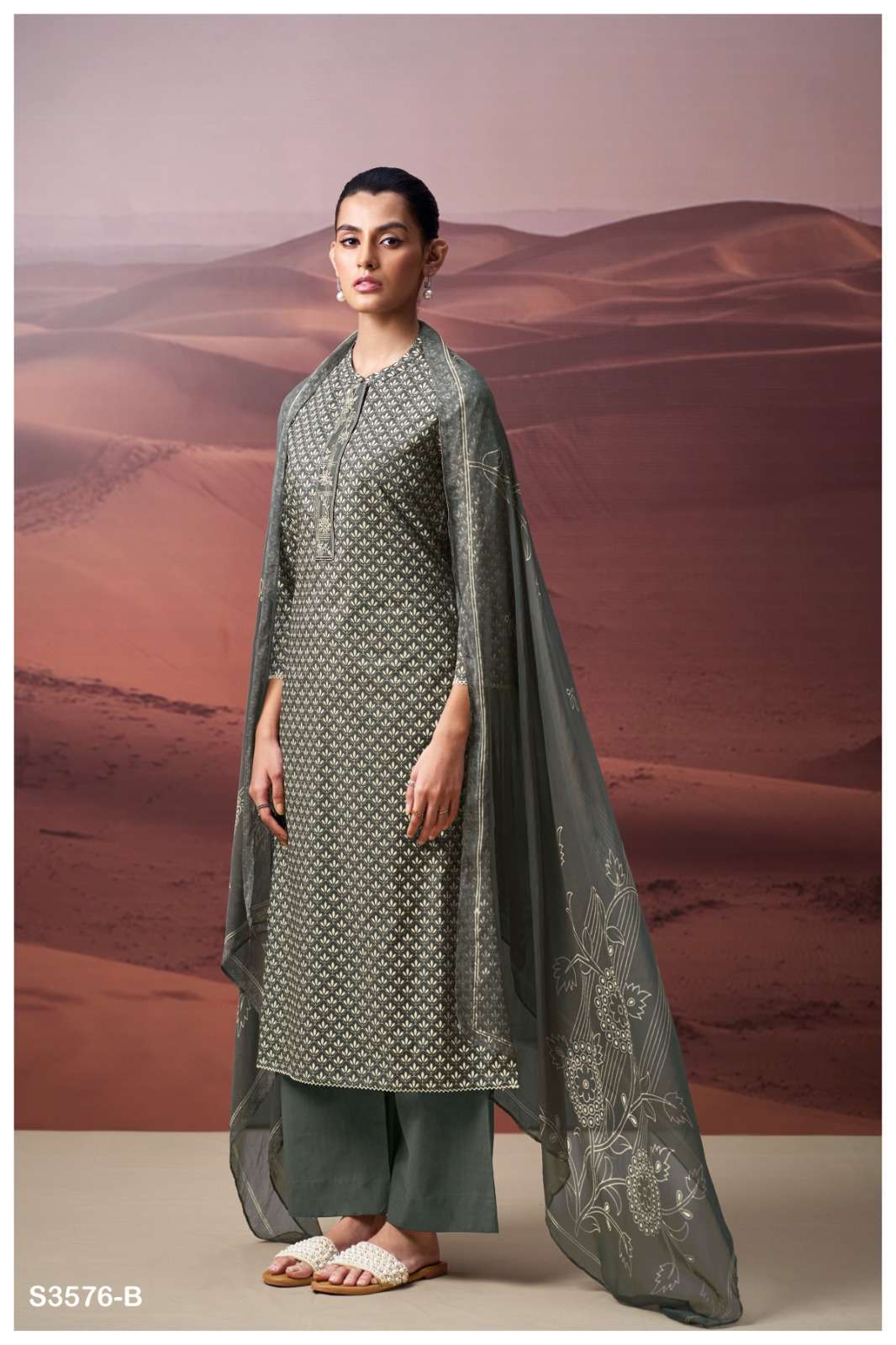 KAIRAVI SERIES 3576 BY GANGA DESIGNER PRINTED AND EMBROIDERY WORK COTTON SUITS ARE AVAILABLE AT WHOLESALE PRICE