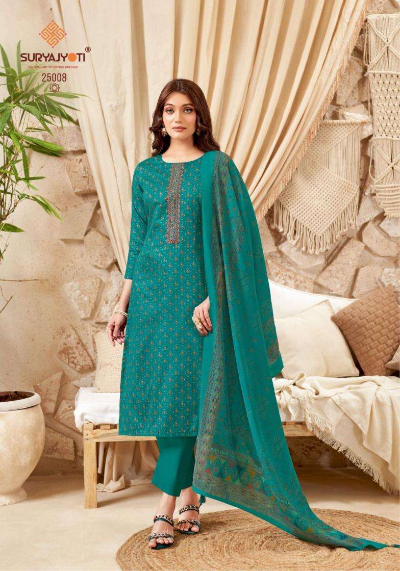 KALKI VOL-25 SERIES 25001 TO 25008 BY SURYAJYOTI DESIGNER WITH PRINTED AND WORK JAM SATIN SUITS ARE AVAILABLE AT WHOLESALE PRICE