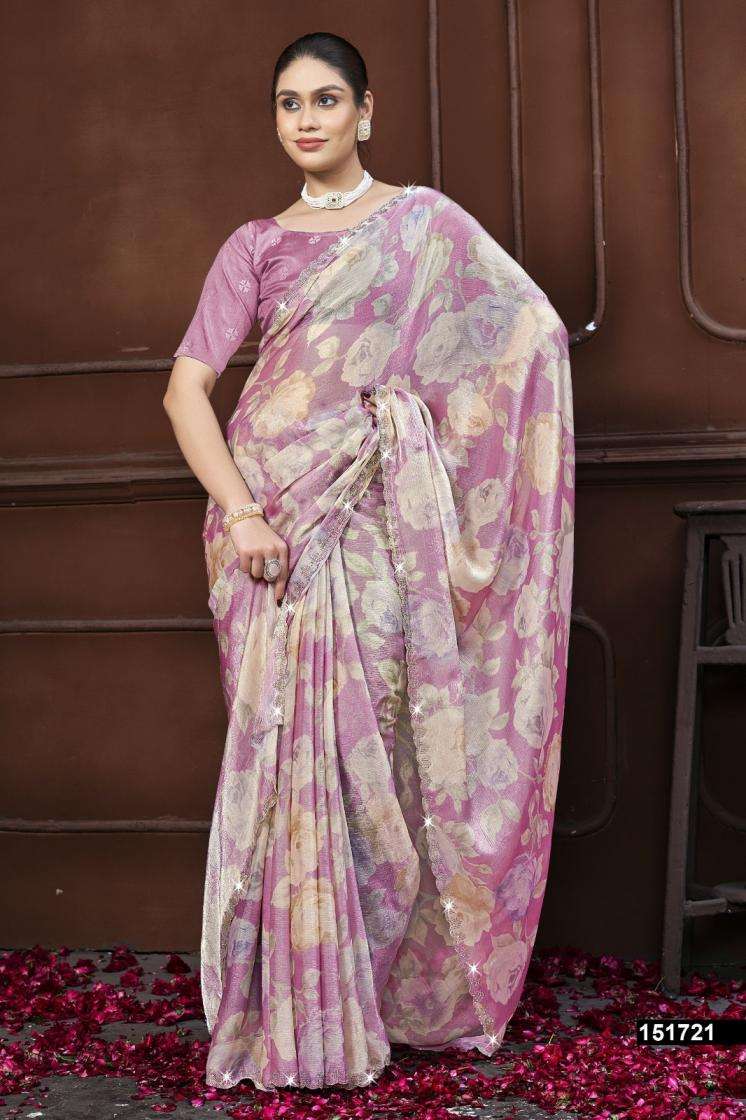 KARUNA VOL-12 SERIES 151719 TO 151723 SAREE BY VALLABHI PRINTS DESIGNER CHIFFONE SAREES ARE AVAILABLE AT WHOLESALE PRICE