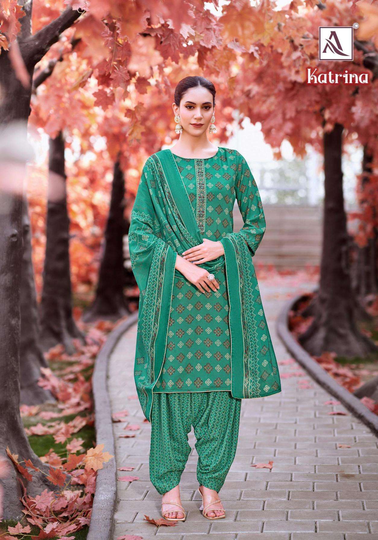 KATRINA SERIES 1950 BY ALOK SUITS DESIGNER PRINTED AND EMBROIDERY WORK VISCOSE RAYON SUITS ARE AVAILABLE AT WHOLESALE PRICE