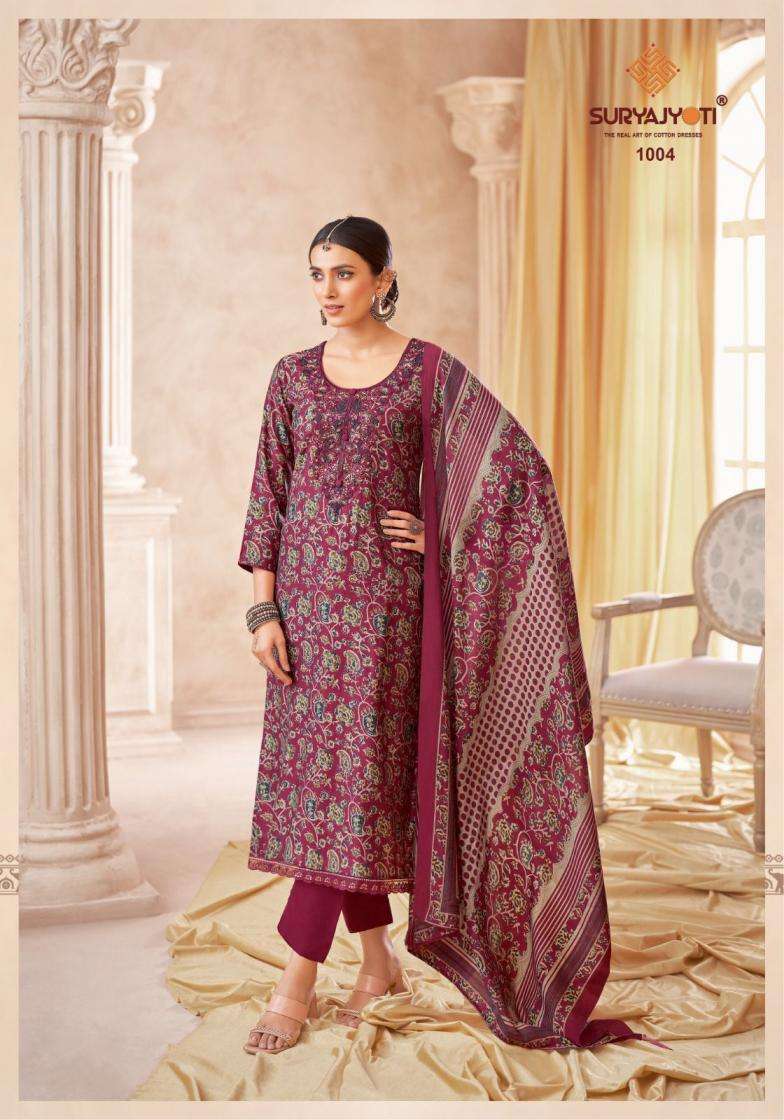 KESHA VOL-1 SERIES 1001 TO 1006 BY SURYAJYOTI DESIGNER PRINTED AND WORK MODAL SUITS ARE AVAILABLE AT WHOLESALE PRICE