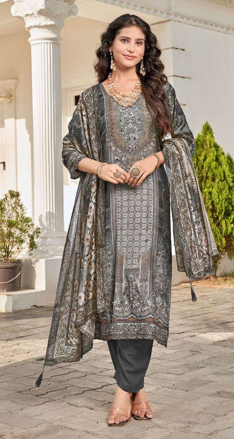 KT 242 BY SHREE FABS DESIGNER DIGITAL PRINTED AND HAND WORK PAKISTANI STYLE VISCOSE MUSLIN SUITS ARE AVAILABLE AT WHOLESALE PRICE