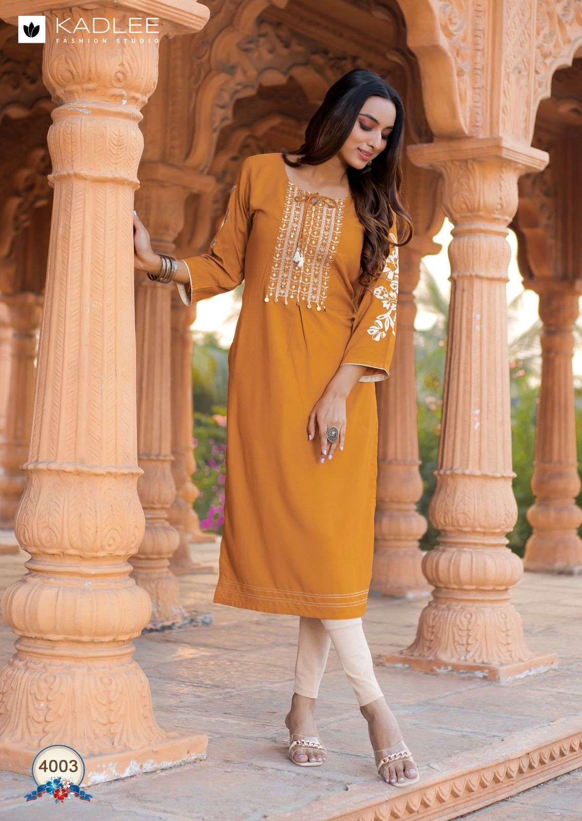 LADLEE SERIES 4001 TO 4006 KURTI BY KALDEE DESIGNER THREAD AND HAND WORK HEAVY RAYON KURTIS ARE AVAILABLE AT WHOLESALE PRICE