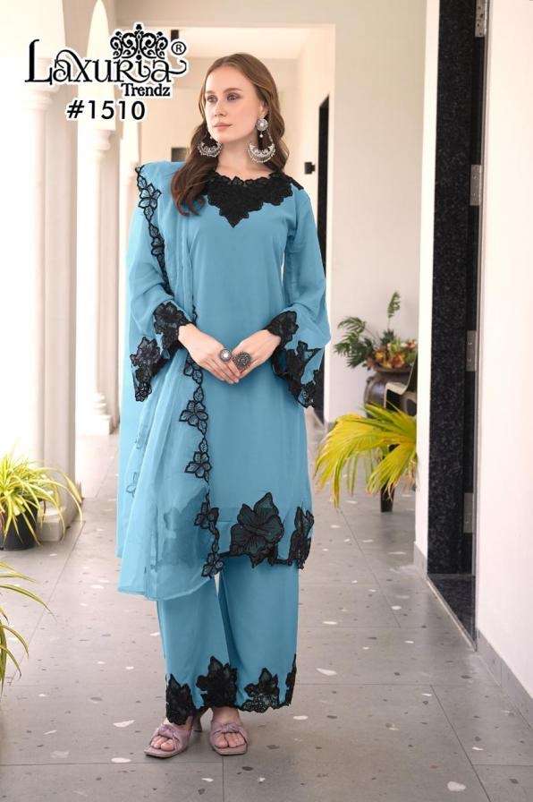 LAXURIA TRENDZ 1510 DESIGNER WORK GEORGETTE TOP WITH PANT AND DUPATTA ARE AVAILABLE AT WHOLESALE PRICE