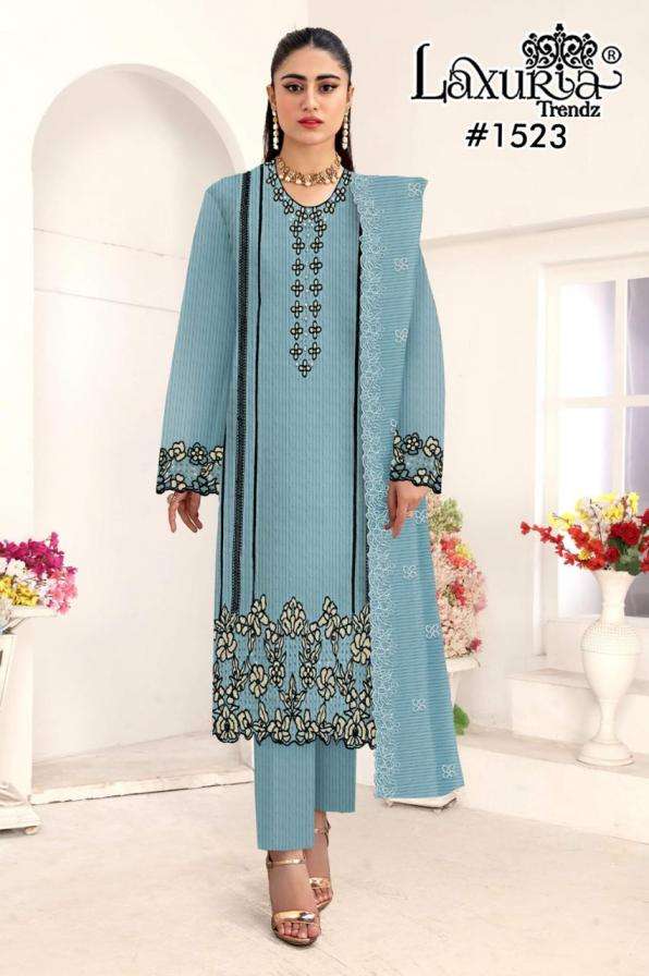 LAXURIA TRENDZ 1523 DESIGNER WORK ORGANZA TOP WITH PANT AND DUPATTA ARE AVAILABLE AT WHOLESALE PRICE
