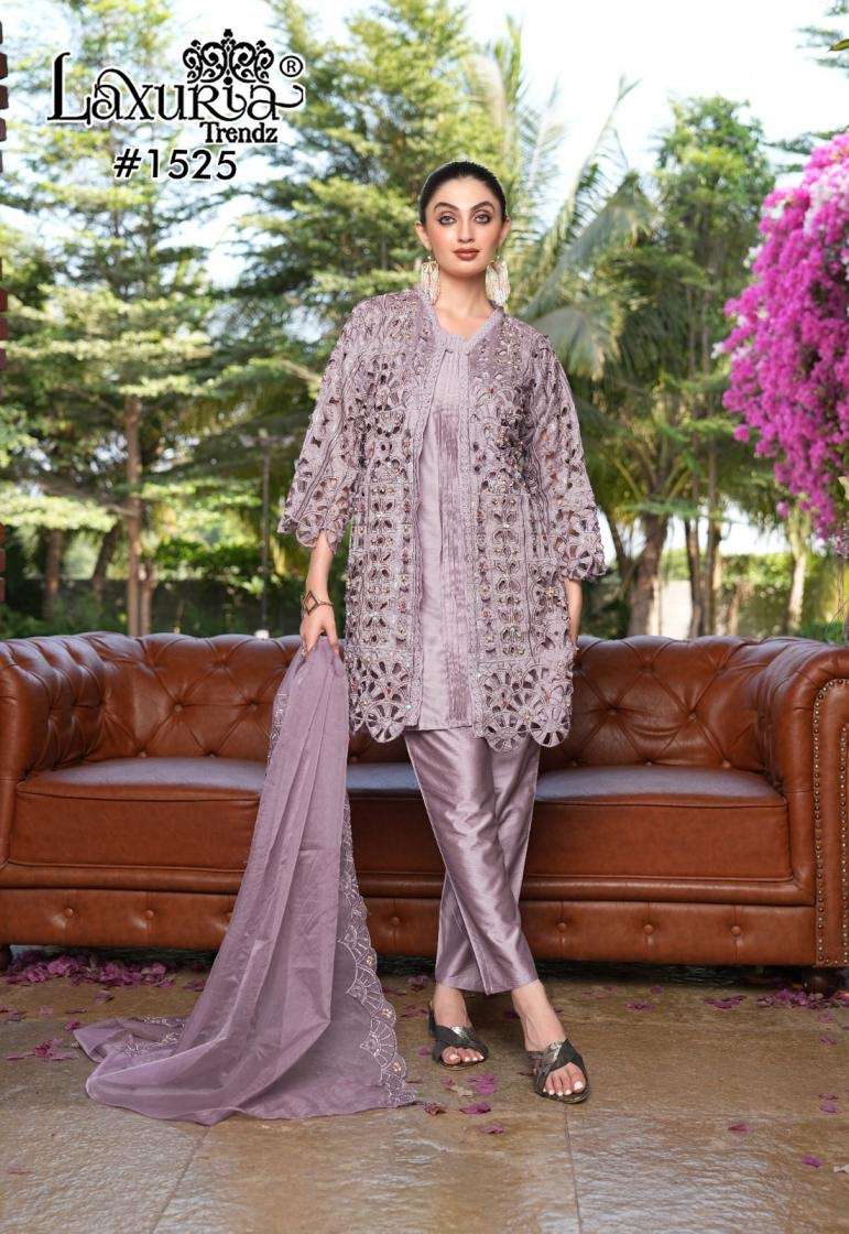LAXURIA TRENDZ 1525 DESIGNER WORK VICHITRA SHIMMER SILK TOP WITH PANT AND DUPATTA ARE AVAILABLE AT WHOLESALE PRICE