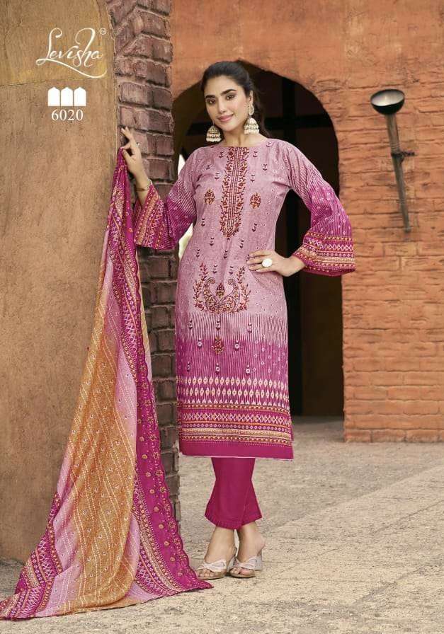 MADHUBALA VOL-6 SERIES 6013 TO 6020 BY LEVISHA DESIGNER PRINTED AND WORK COTTON CAMBRIC LAWN SUITS ARE AVAILABLE AT WHOLESALE PRICE