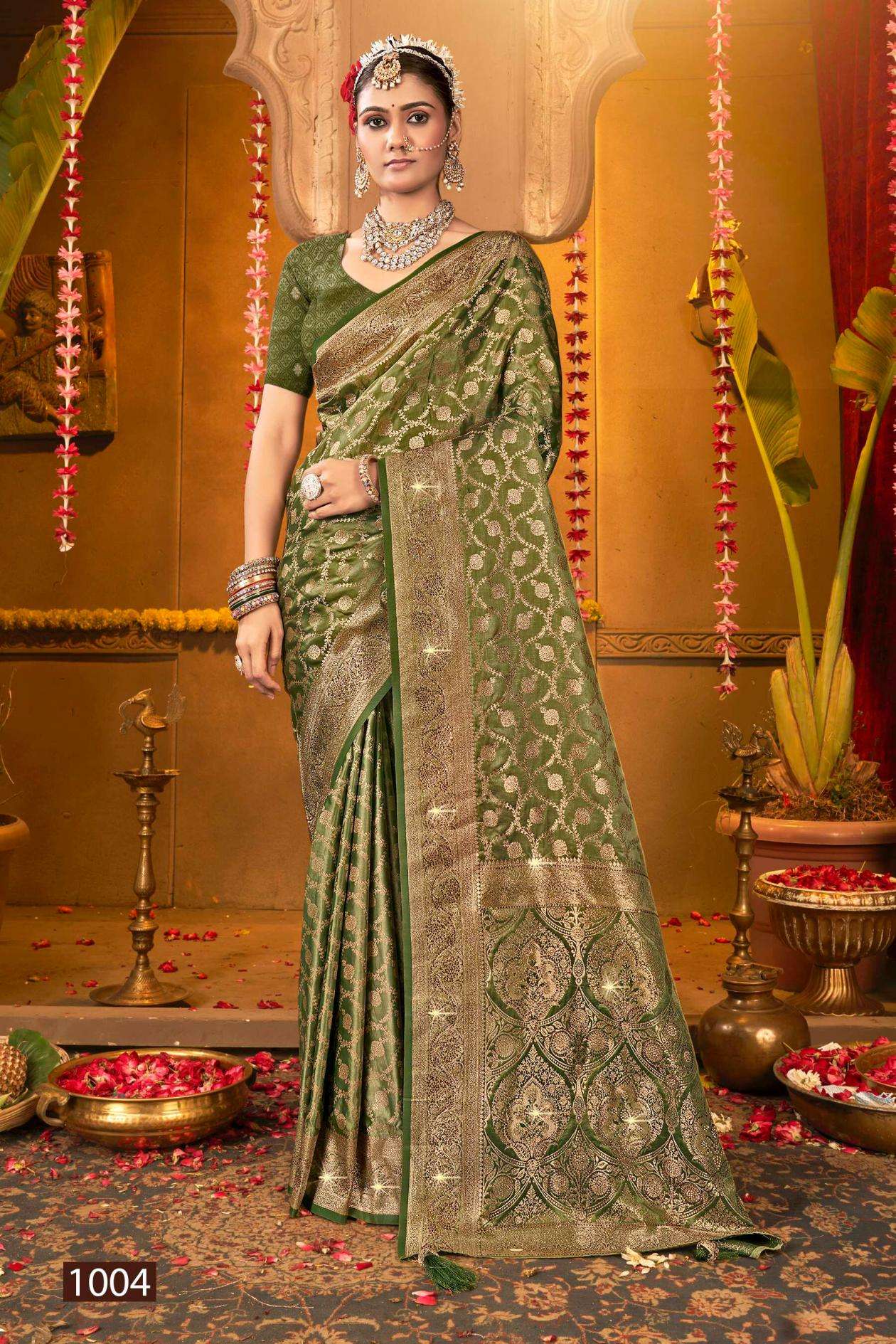 MAGICAL SATIN SAROSKI VOL-1 SERIES 1001 TO 1004 SAREE BY SAROJ DESIGNER SATIN SILK SAREES ARE AVAILABLE AT WHOLESALE PRICE