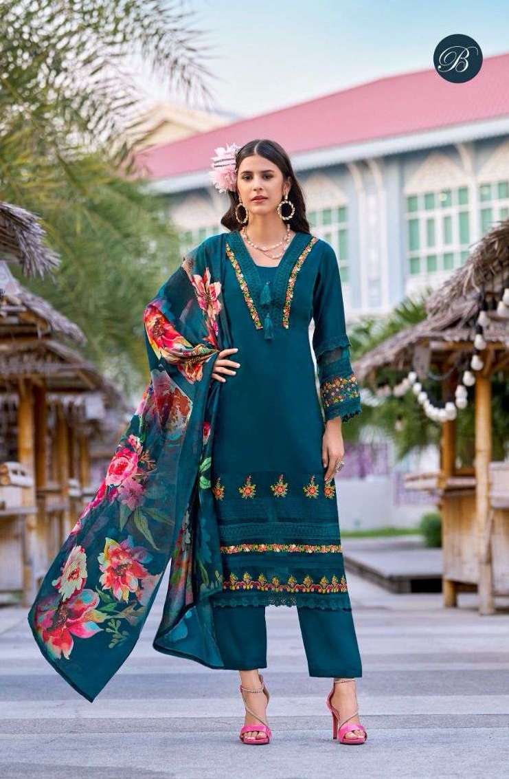 MAJESTIC SERIES 820 BY BELLIZA DESIGNER EMBROIDERY WORK ROMAN SILK SUITS ARE AVAILABLE AT WHOLESALE PRICE