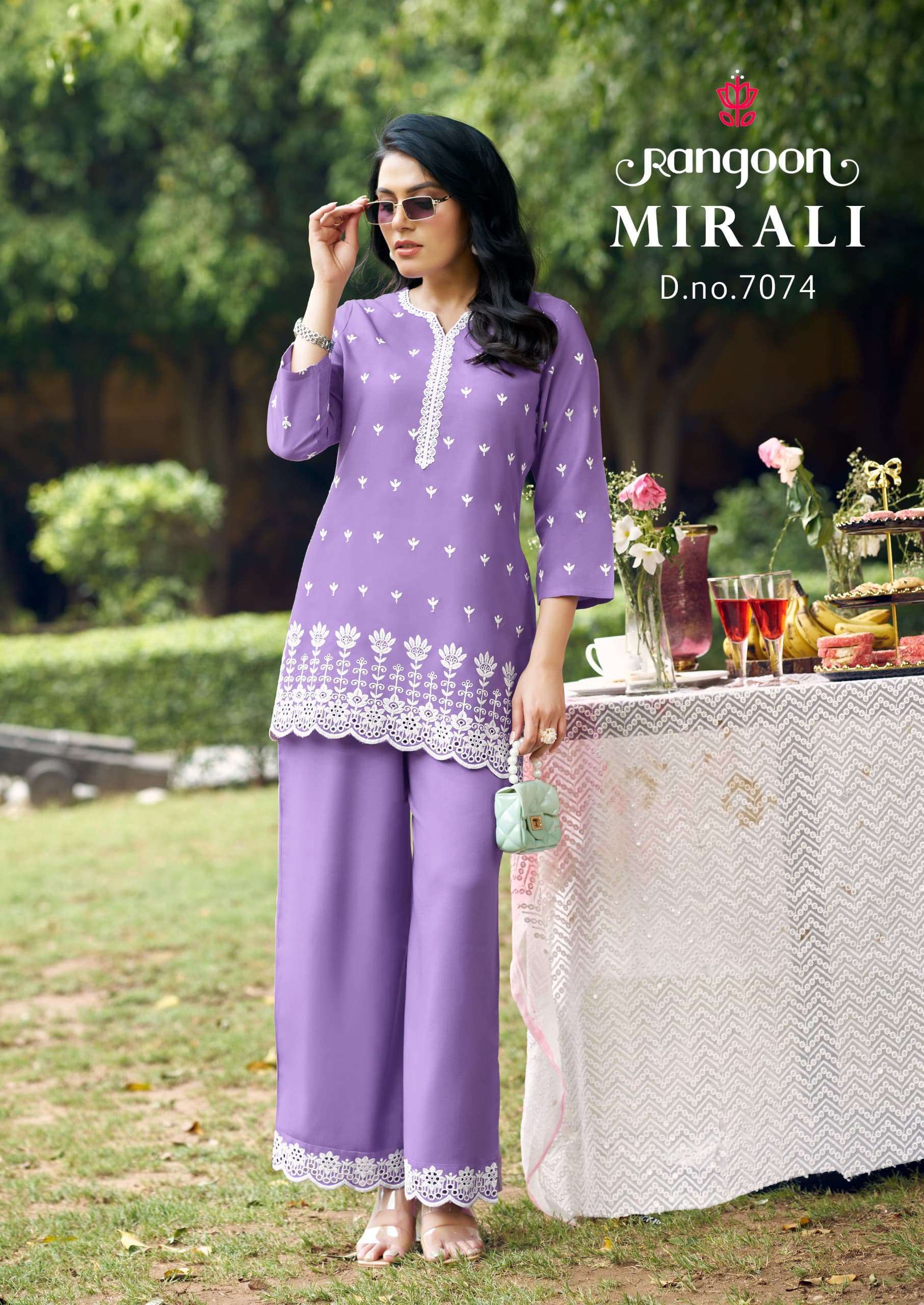 MIRALI SERIES 7071 TO 7074 BY RANGOON DESIGNER WORK VISCOSE RAYON CO ORD SETS ARE AVAILABLE AT WHOLESALE PRICE