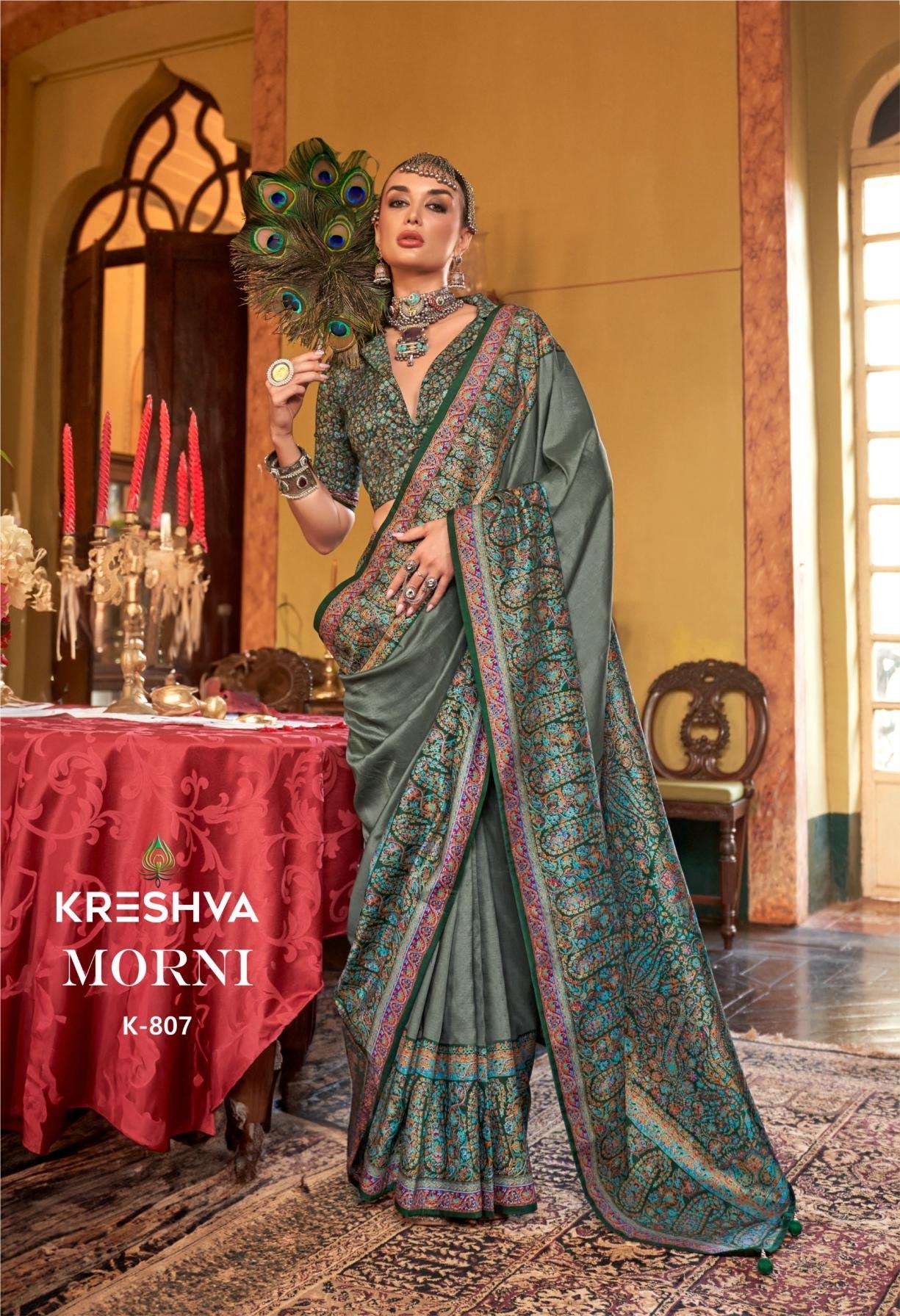 MORNI SERIES 806 TO 811 SAREE BY KRESHVA DESIGNER SILK SAREES ARE AVAILABLE AT WHOLESALE PRICE