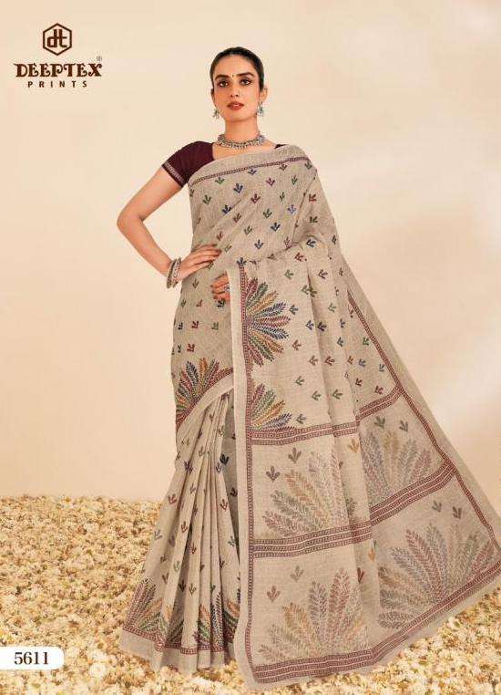 MOTHER INDIA VOL-56 SERIES 5601 TO 5630 SAREE BY DEEPTEX DESIGNER PRINTED COTTON SAREES ARE AVAILABLE AT WHOLESALE PRICE
