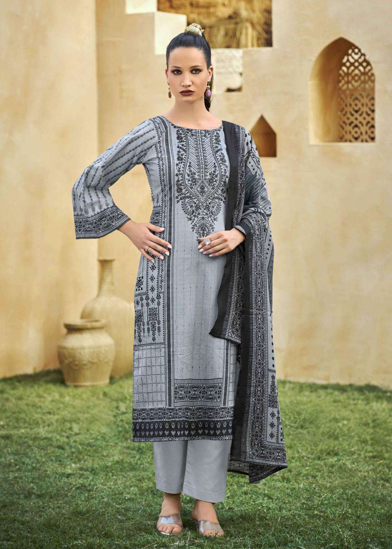 MUSAFIR VOL-25 SERIES 3001 TO 3006 BY RINAZ ARTS DESIGNER PRINTED AND WORK LAWN CAMBRIC SUITS ARE AVAILABLE AT WHOLESALE PRICE