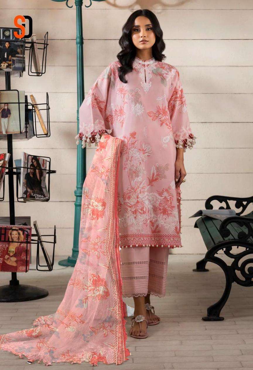 MUZLIN SANA SAFINA SERIES 1001 TO 1008 BY SHRADDHA DESIGNER PRINTED AND WORK COTTON SUITS ARE AVAILABLE AT WHOLESALE PRICE