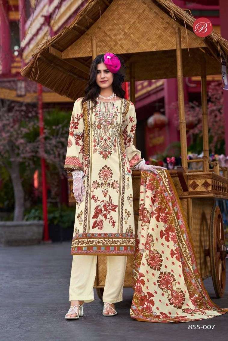NAIRA VOL-109 SERIES 855 BY BELLIZA DESIGNER PRINTED AND WORK COTTON SUITS ARE AVAILABLE AT WHOLESALE PRICE