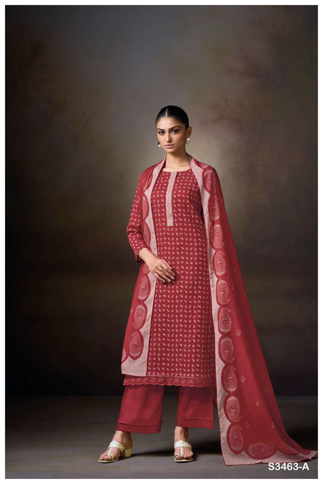 NATYAH SERIES 3463 BY GANGA DESIGNER PRINTED AND EMBROIDERY WORK PREMIUM COTTON SUITS ARE AVAILABLE AT WHOLESALE PRICE