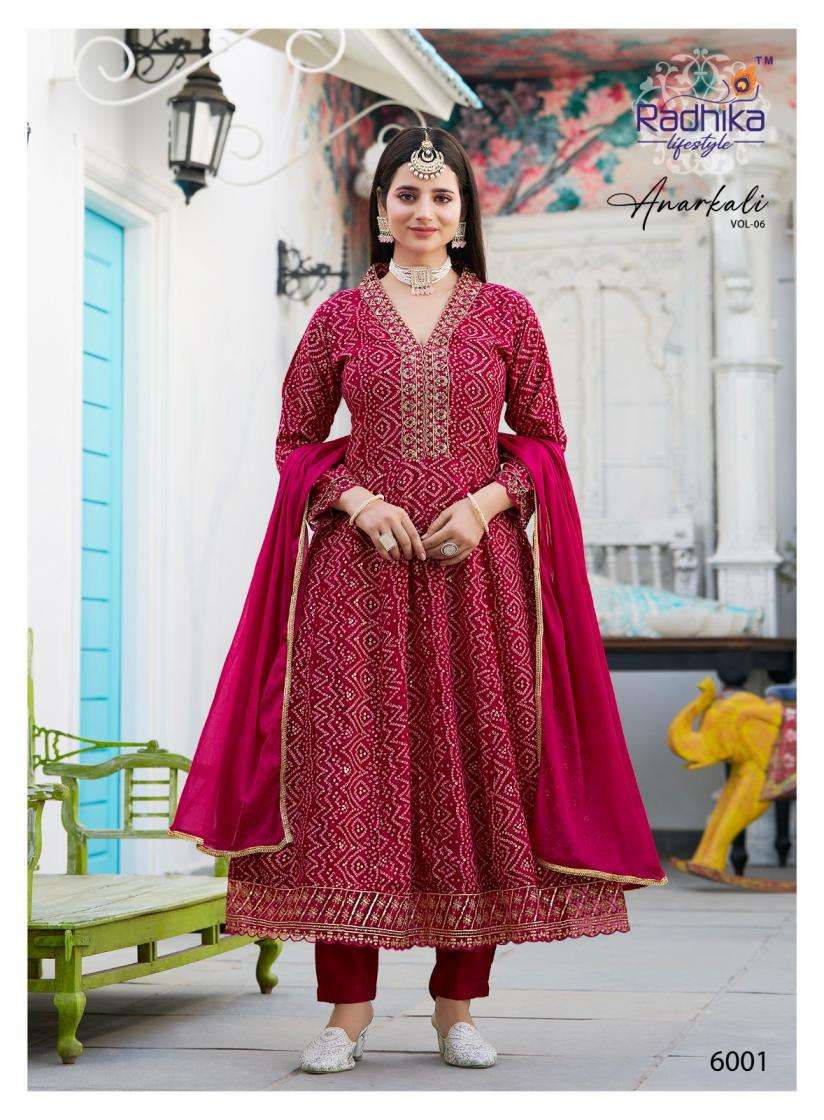NEW CHOICE SERIES 6001 TO 6007 BY RADHIKA LIFESTYLE DESIGNER PRINTED RAYON ANARKALI KURTI WITH BOTTOM AND DUPATTA ARE AVAILABLE AT WHOLESALE PRICE