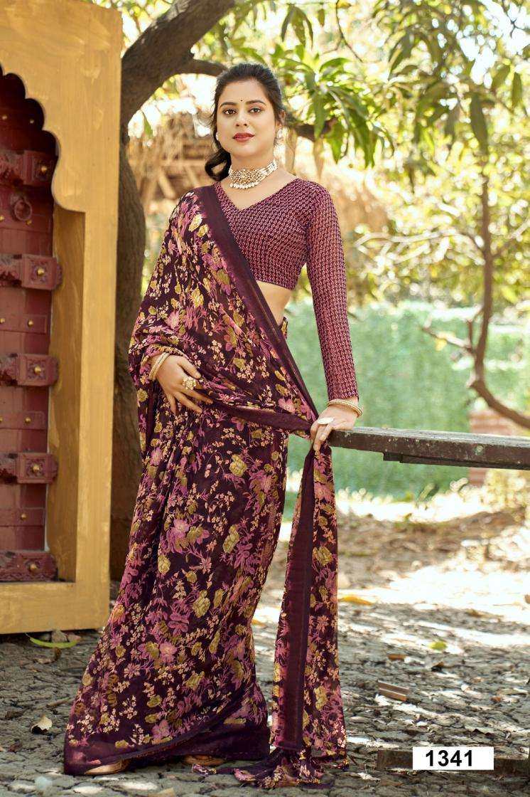 NITYANSHA VOL-14 SERIES 1339 TO 1344 SAREE BY VALLABHI PRINTS DESIGNER PRINTED GEORGETTE SAREES ARE AVAILABLE AT WHOLESALE PRICE