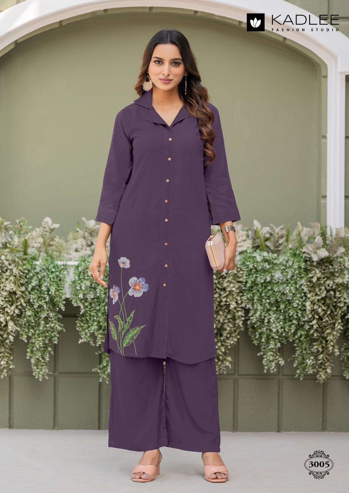 NIVA SERIES 3001 TO 3006 BY KADLEE DESIGNER PRINTED AND HAND WORK RAYON CO ORD SETS ARE AVAILABLE AT WHOLESALE PRICE