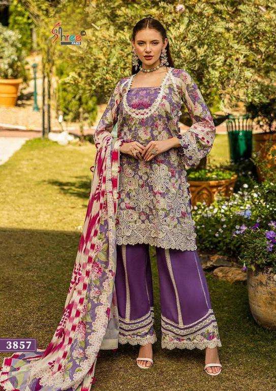 OMBRE CHIKANKARI COLLECTION VOL-2 SERIES 3853 TO 3860 BY SHREE FABS DESIGNER CHIKANKARI WORK COTTON PAKISTANI STYLE SUITS ARE AVAILABLE AT WHOLESALE PRICE