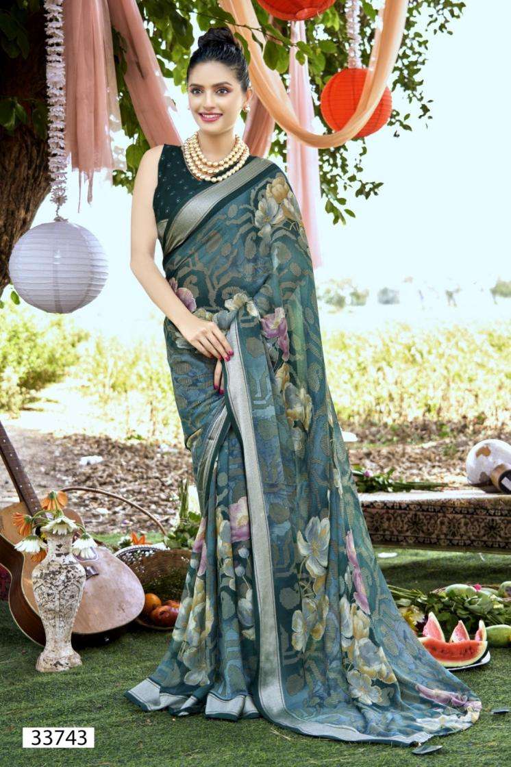 PRAKHAR VOL-3 SERIES 33741 TO 33746 SAREE BY VALLABHI PRINTS DESIGNER PRINTED GEORGETTE SAREES ARE AVAILABLE AT WHOLESALE PRICE