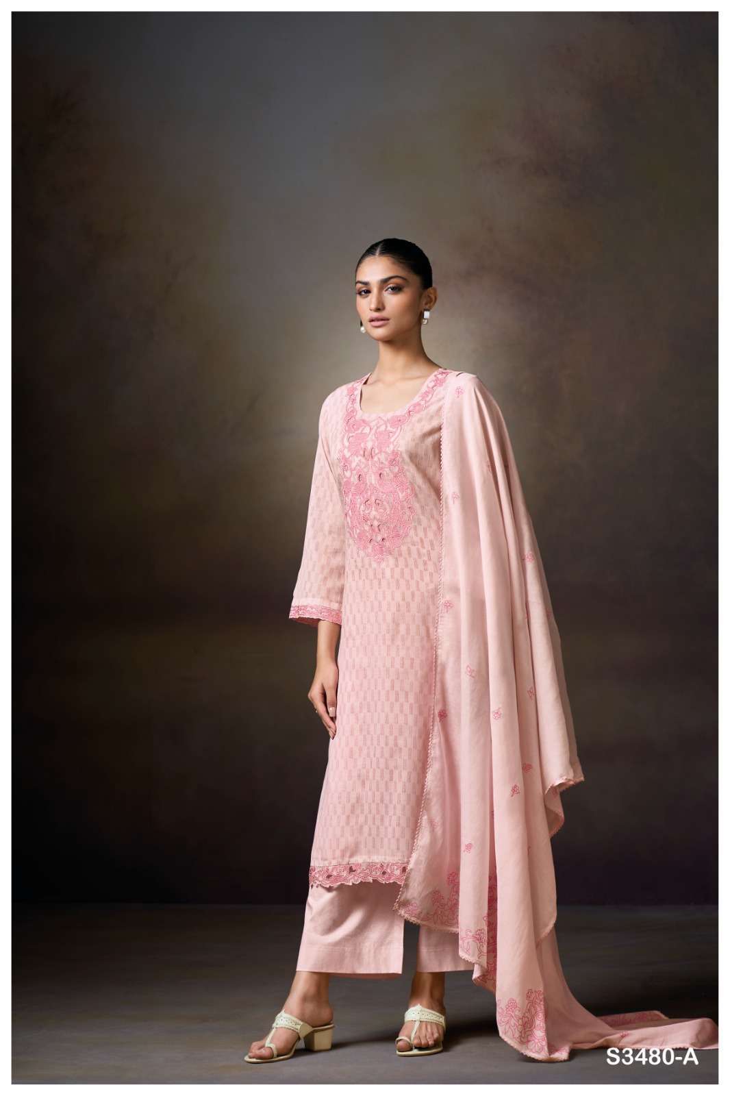 PRINCY SERIES 3480 BY GANGA DESIGNER PRINTED AND WORK MUL SUITS ARE AVAILABLE AT WHOLESALE PRICE