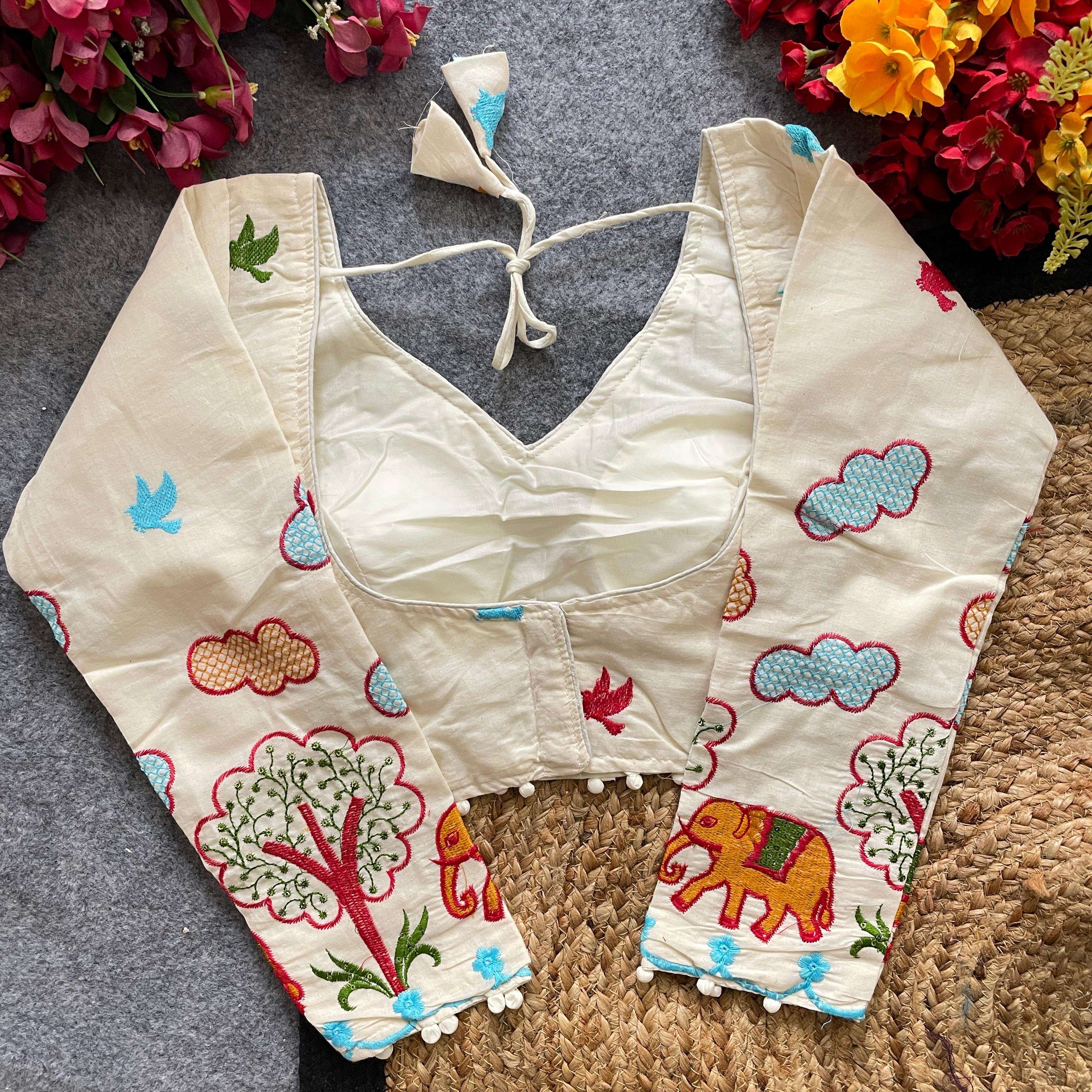 READYMADE BLOUSE SERIES 188 DESIGNER PRINTED AND WORK KHADI COTTON READYMADE BLOUSES ARE AVAILABLE AT WHOLESALE PRICE