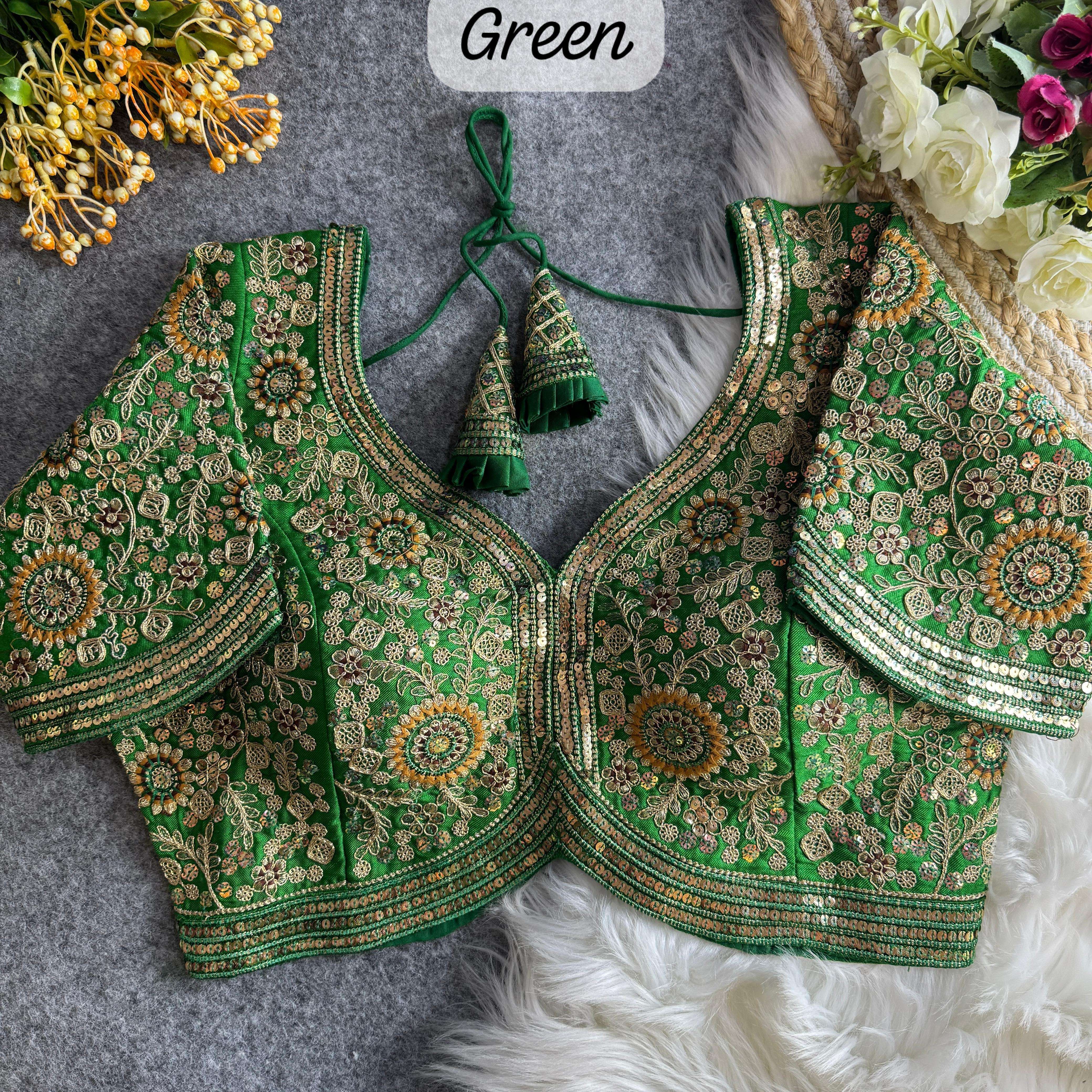 READYMADE BLOUSE SERIES 191 DESIGNER HEAVY WORK BRIDAL WEAR ITALIAN SILK READYMADE BLOUSES ARE AVAILABLE AT WHOLESALE PRICE