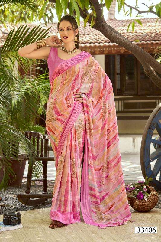 REGINA VOL-14 SERIES 33401 TO 33406 SAREE BY VALLABHI PRINTS DESIGNER PRINTED GEORGETTE SAREES ARE AVAILABLE AT WHOLESALE PRICE