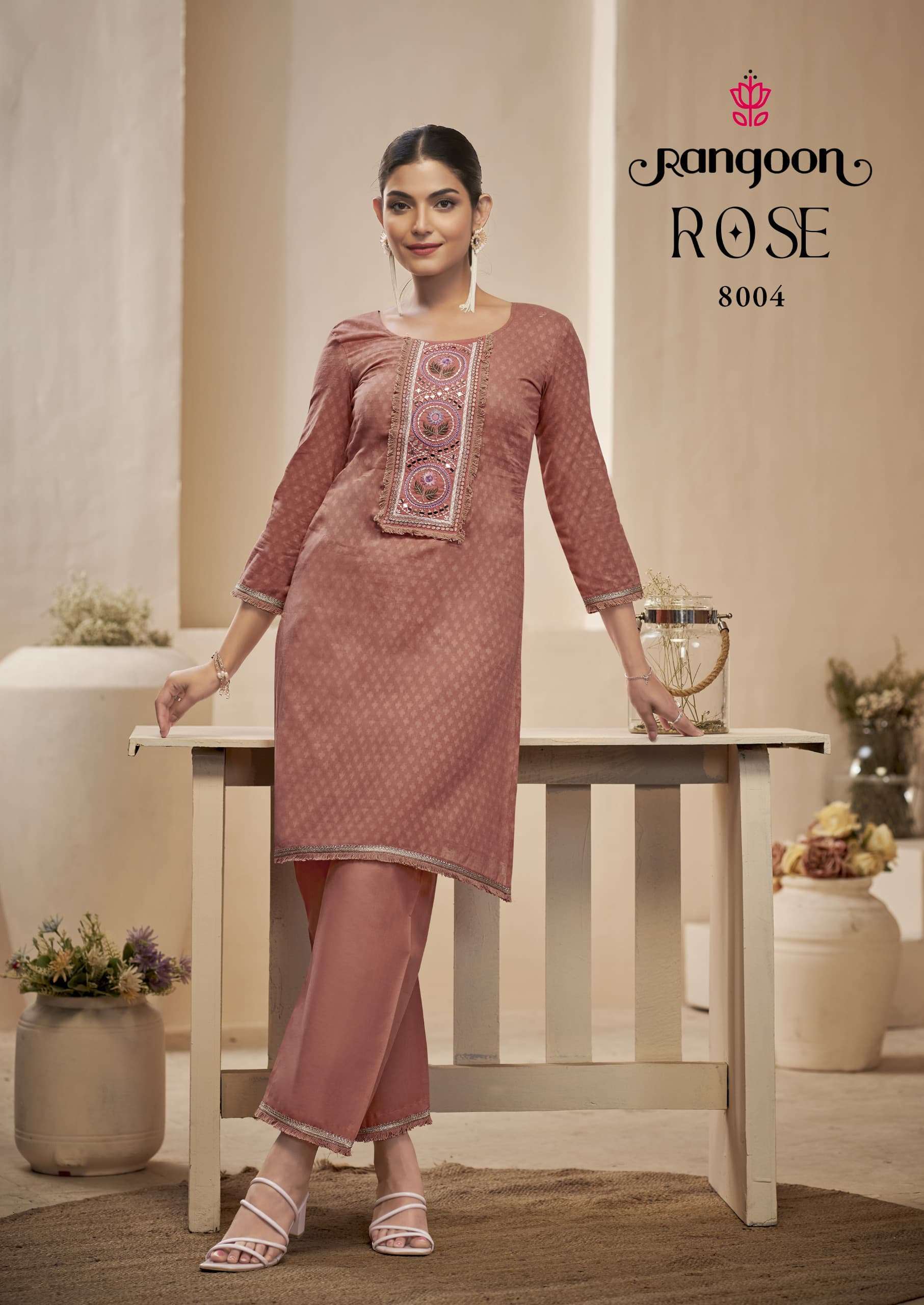 ROSE SERIES 8001 TO 8006 BY RANGOON DESIGNER WITH WORK COTTON DOBBY CO ORD SETS ARE AVAILABLE AT WHOLESALE PRICE