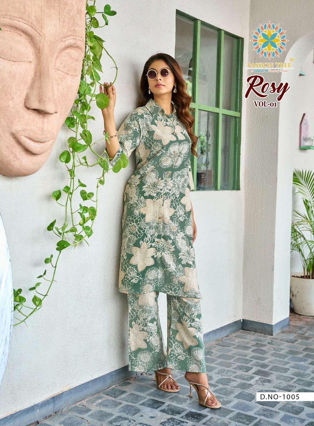 ROSY VOL-1 SERIES 1001 TO 1008 BY PASSION TREE DESIGNER PRINTED RAYON KURTI WITH PLAZZO ARE AVAILABLE AT WHOLESALE PRICE