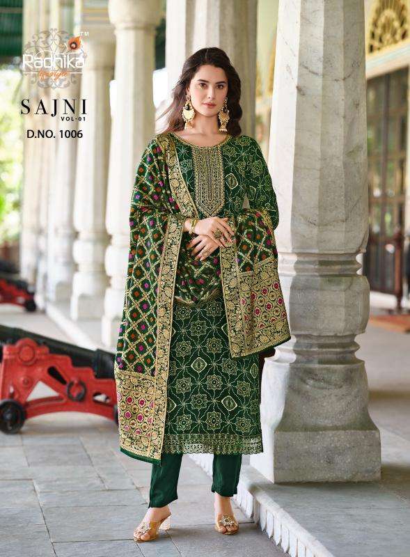 SAJNI VOL-1 SERIES 1001 TO 1006 BY RADHIKA LIFESTYLE DESIGNER PRINTED RAYON TOP WITH BOTTOM AND DUPATTA ARE AVAILABLE AT WHOLESALE PRICE