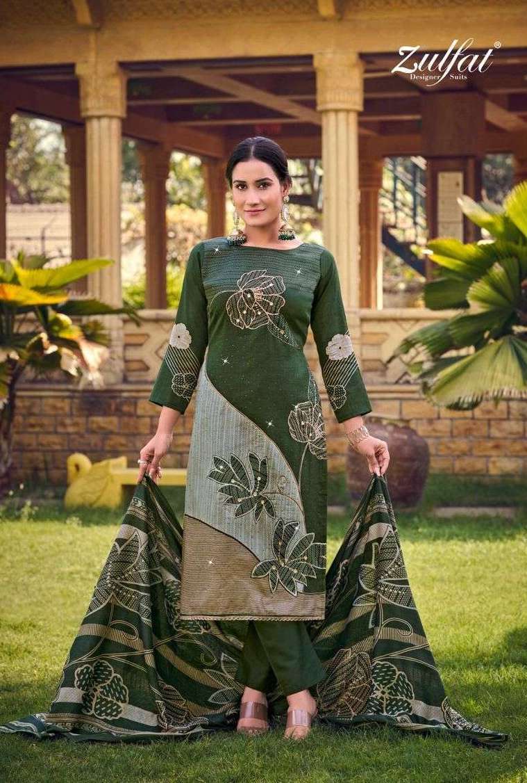 SAJNI VOL-7 SERIES 645 BY ZULFAT DESIGNER PRINTED AND HAND WORK JAM COTTON SUITS ARE AVAILABLE AT WHOLESALE PRICE