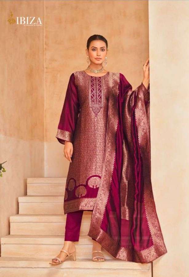 SAKHI VOL-7 SERIES 1491 TO 1494 BY IBIZA DESIGNER EMBROIDERY WORK BANGLORY SILK JACQUARD SUITS ARE AVAILABLE AT WHOLESALE PRICE