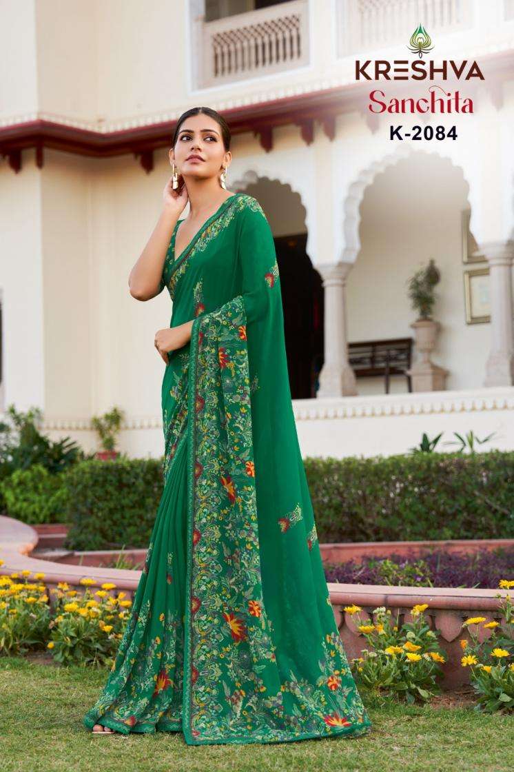 SANCHITA SERIES 2081 TO 2084 SAREE BY KRESHVA DESIGNER GEORGETTE SAREES ARE AVAILABLE AT WHOLESALE PRICE